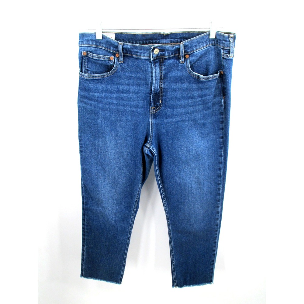 GAP Vintage Slim Jeans Womens 18R Blue High Rise Stretch Raw Hem 36x25 818866-00